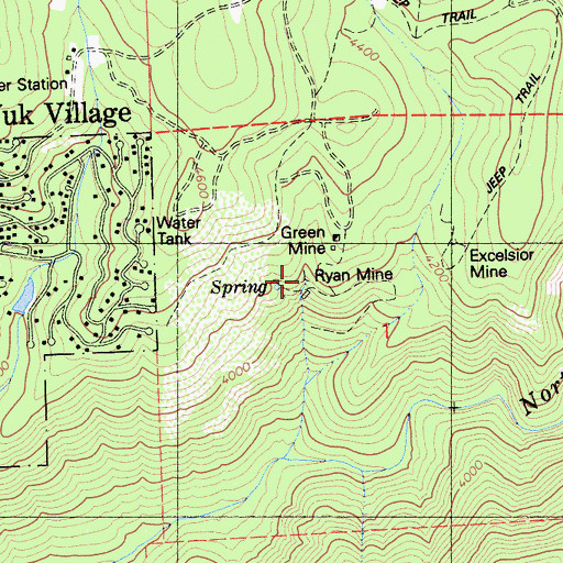 Topographic Map of Ryan Mine, CA