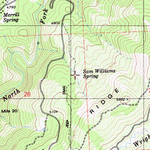 Topographic Map of Sam Williams Spring, CA