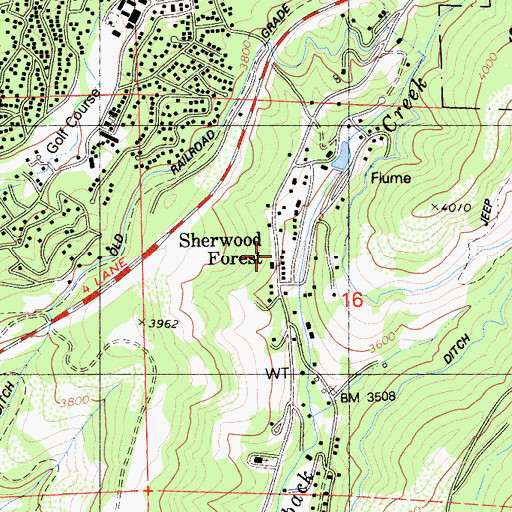 Topographic Map of Sherwood Forest, CA