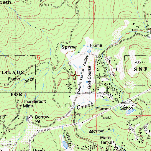 Topographic Map of Twain Harte Valley, CA