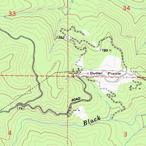 Topographic Map of Allard Ranch, CA