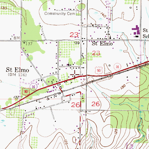 Topographic Map of Saint Elmo Post Office, AL
