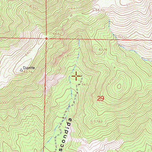 Topographic Map of Basque Encino, CA