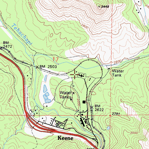 Topographic Map of Kern County Preventorium, CA