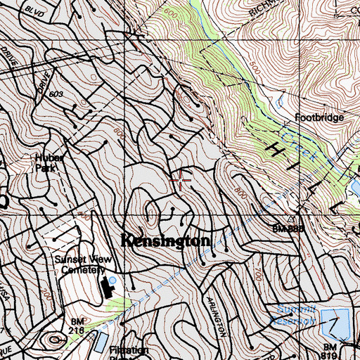 Topographic Map of Berkeley Christian School, CA