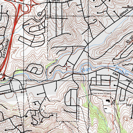 Topographic Map of El Sobrante Branch Contra Costa County Library, CA