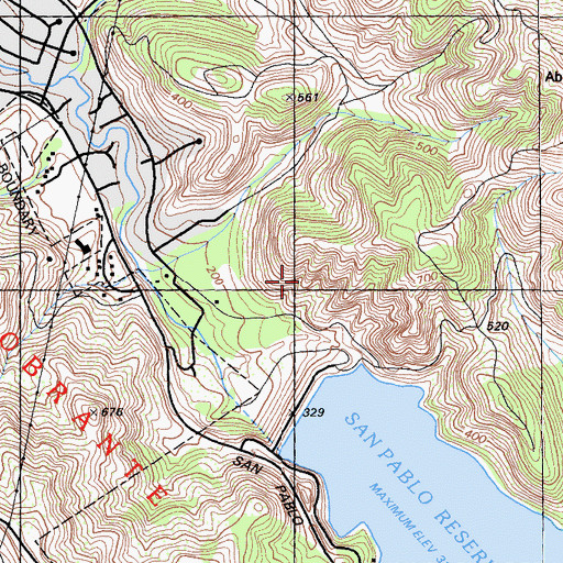Topographic Map of Kennedy Grove Regional Recreation Area, CA