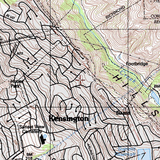 Topographic Map of Kensington Elementary School, CA