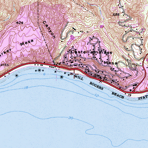 Topographic Map of Castle Rock Beach, CA