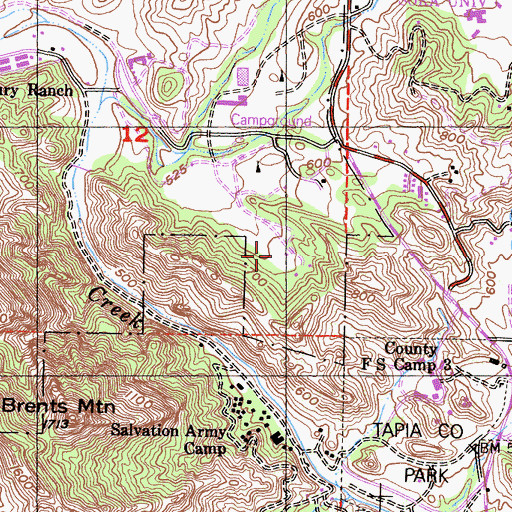Topographic Map of Old Hope Ranch, CA
