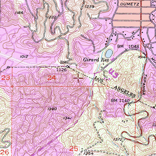 Topographic Map of Miller Ranch, CA