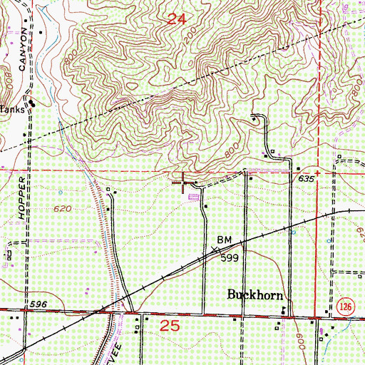 Topographic Map of Buckhorn Ranch, CA