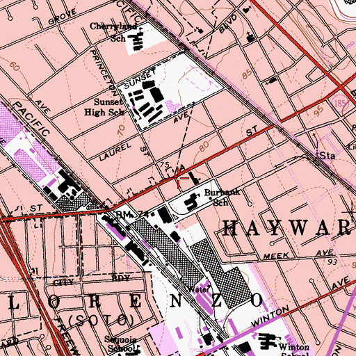 Topographic Map of Bethel Assembly of God Church, CA