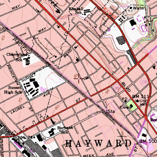 Topographic Map of Church of Christ, CA