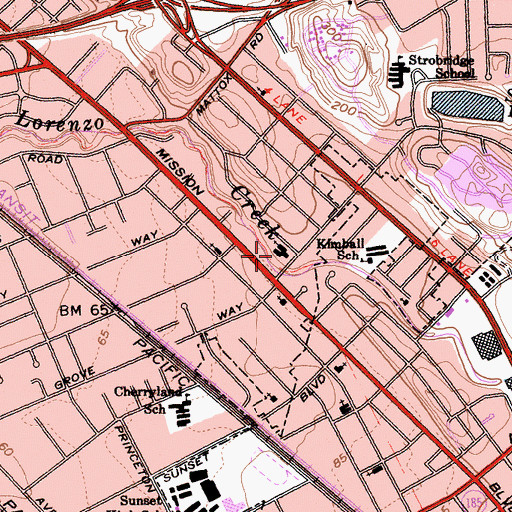 Topographic Map of Eden Congregational Church, CA