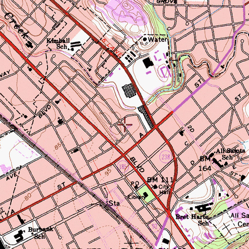 Topographic Map of Levine Hospital, CA