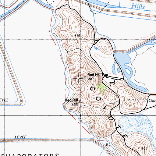Topographic Map of Red Hill Top, CA