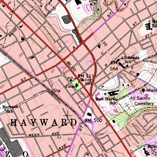 Topographic Map of Veterans Memorial Building, CA