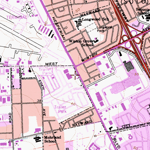 Topographic Map of Winton Shopping Center, CA