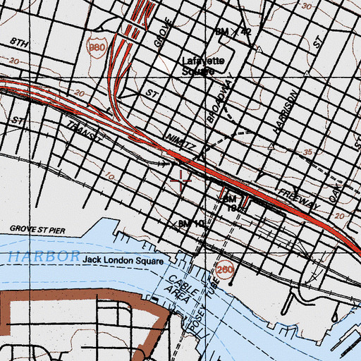Topographic Map of Franklin Square (historical), CA