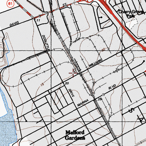 Topographic Map of Mulford, CA