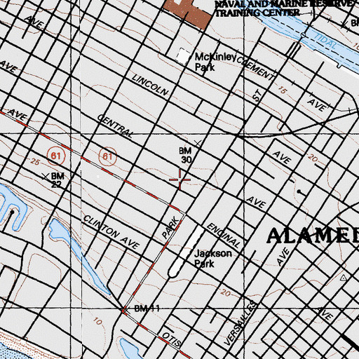 Topographic Map of Park Street Historic Commerical District, CA