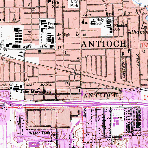 Topographic Map of Antioch Station (historical), CA