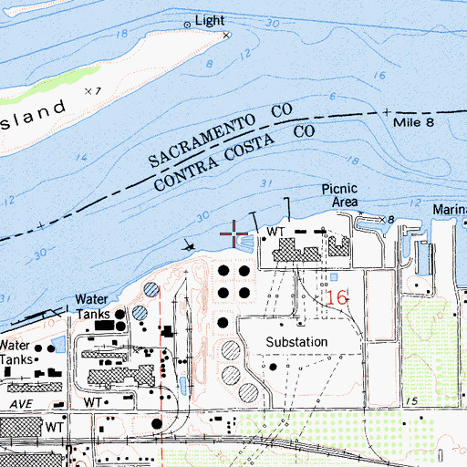 Topographic Map of Marsh Landing, CA