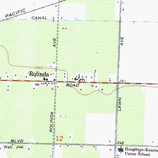 Topographic Map of Houghton School (historical), CA