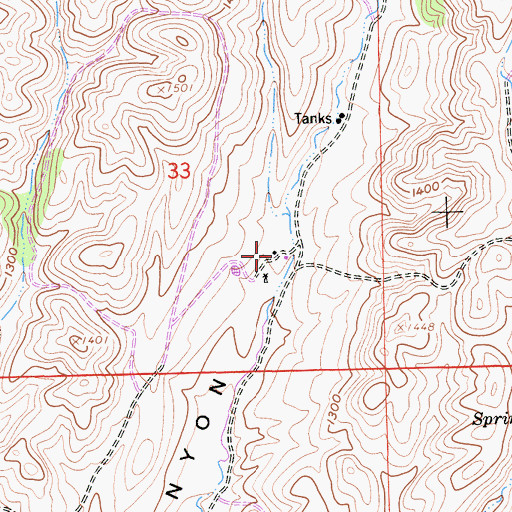 Topographic Map of Hillman Ranch, CA