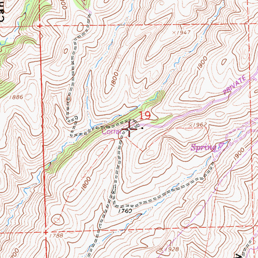 Topographic Map of Spring Ranch, CA