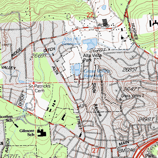 Topographic Map of Alta Vista Park, CA