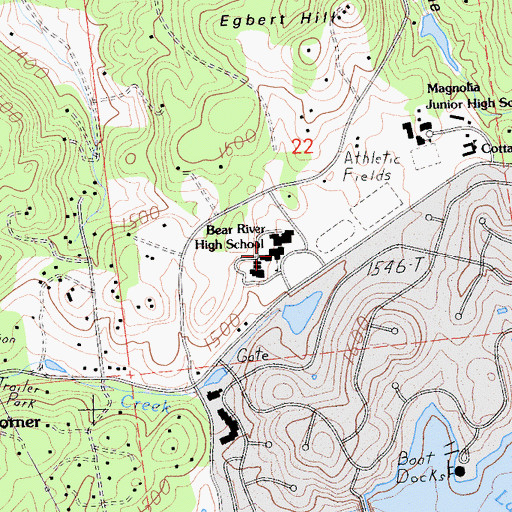 Topographic Map of Bear River High School, CA