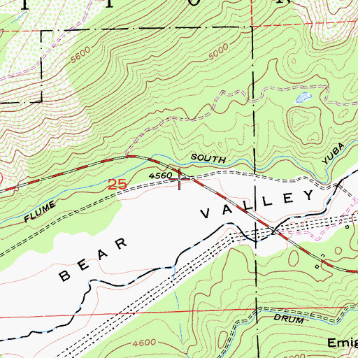 Topographic Map of Bear Valley (historical), CA