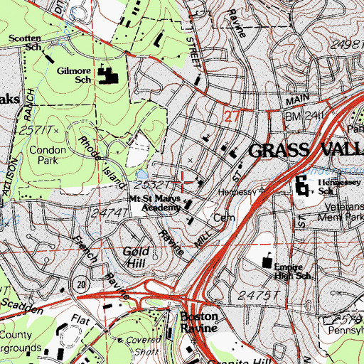 Topographic Map of Ben Hill Elementary School, CA