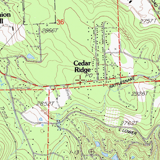 Topographic Map of Cedar Ridge Post Office, CA