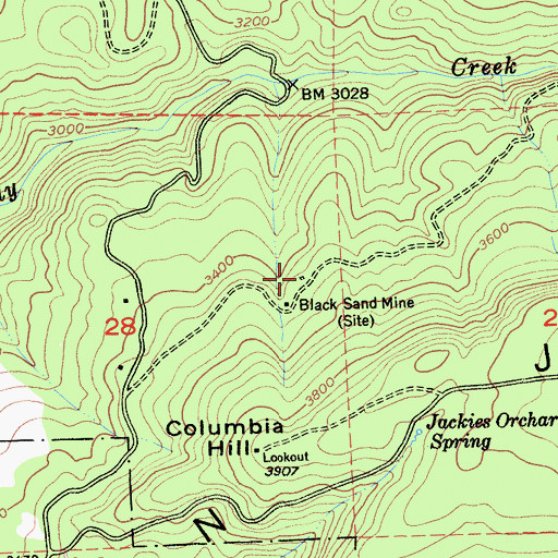 Topographic Map of Columbia Hill Ranger Station (historical), CA