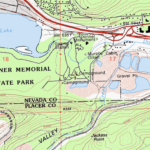 Topographic Map of Creek Campground, CA