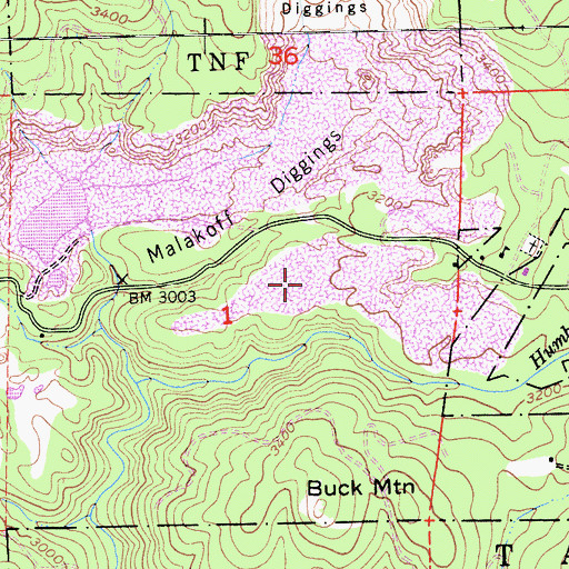 Topographic Map of Crystal Hill Mine, CA
