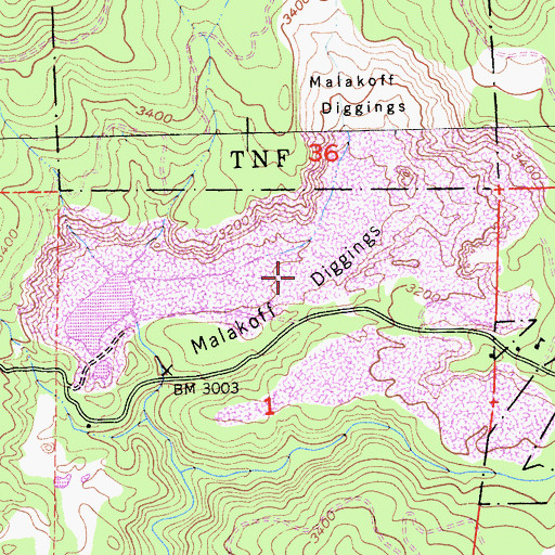 Topographic Map of Diggins Loop Trail, CA