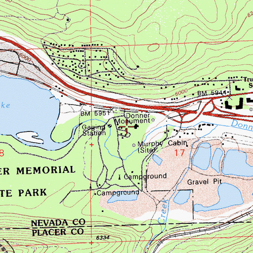 Topographic Map of Emigrant Trail Museum, CA