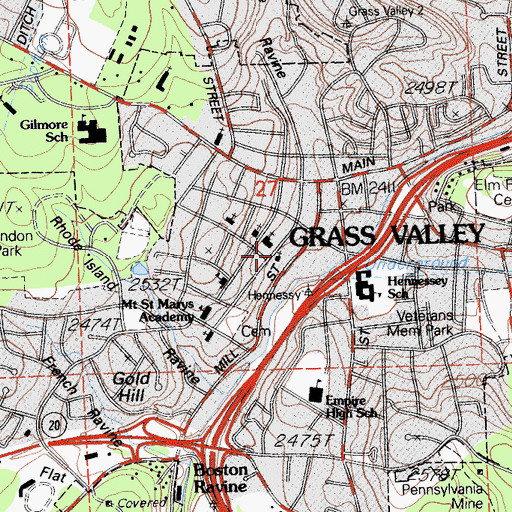 Topographic Map of Emmanuel Episcopal Church, CA