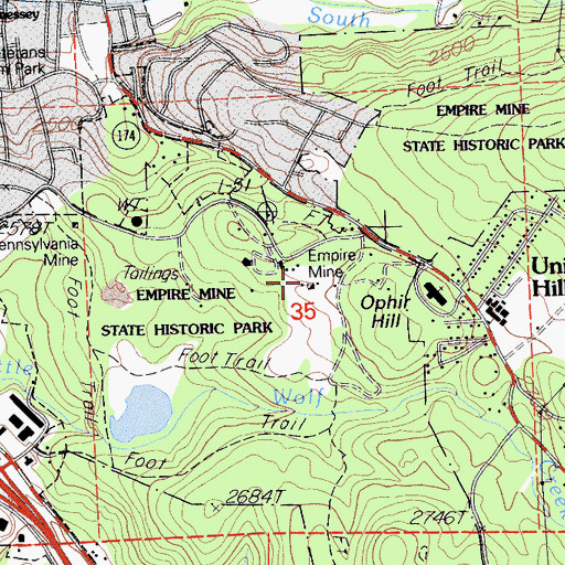 Topographic Map of Empire Mine State Historic Park, CA