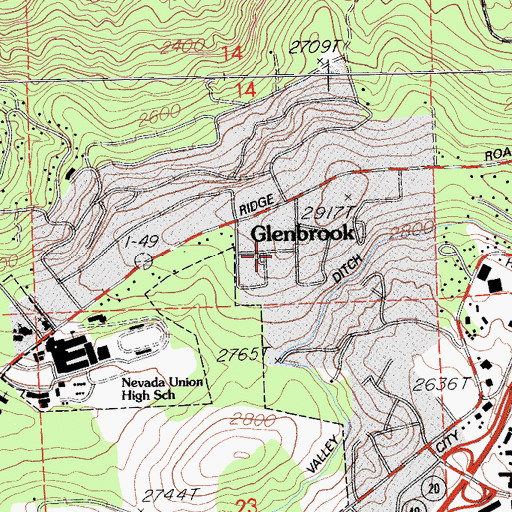 Topographic Map of Evergreen Estates, CA