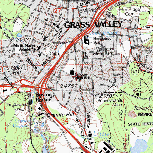 Topographic Map of Grace Lutheran Church, CA