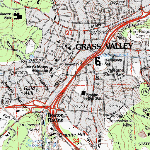 Topographic Map of Grant Public School (historical), CA