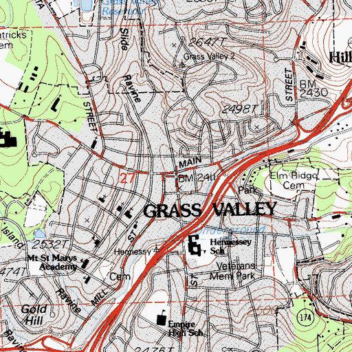 Topographic Map of Grass Valley City Hall, CA