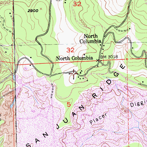 Topographic Map of Grizzly Hill Elementary School, CA