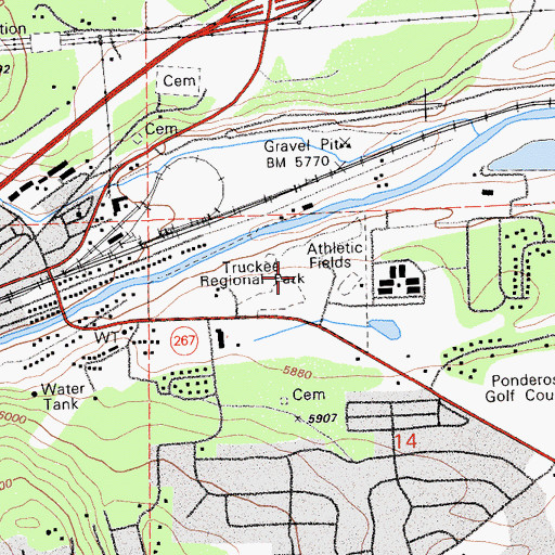 Topographic Map of Jim McIvers Memorial Arena, CA