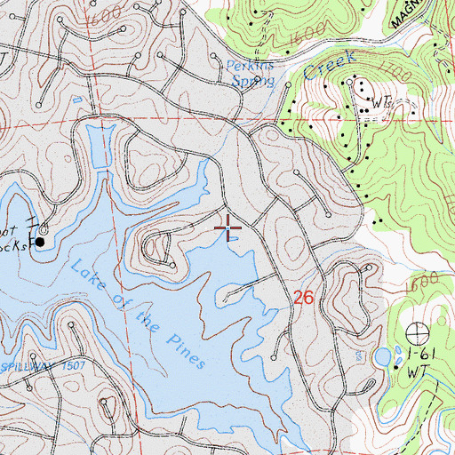 Topographic Map of Lake of the Pines, CA